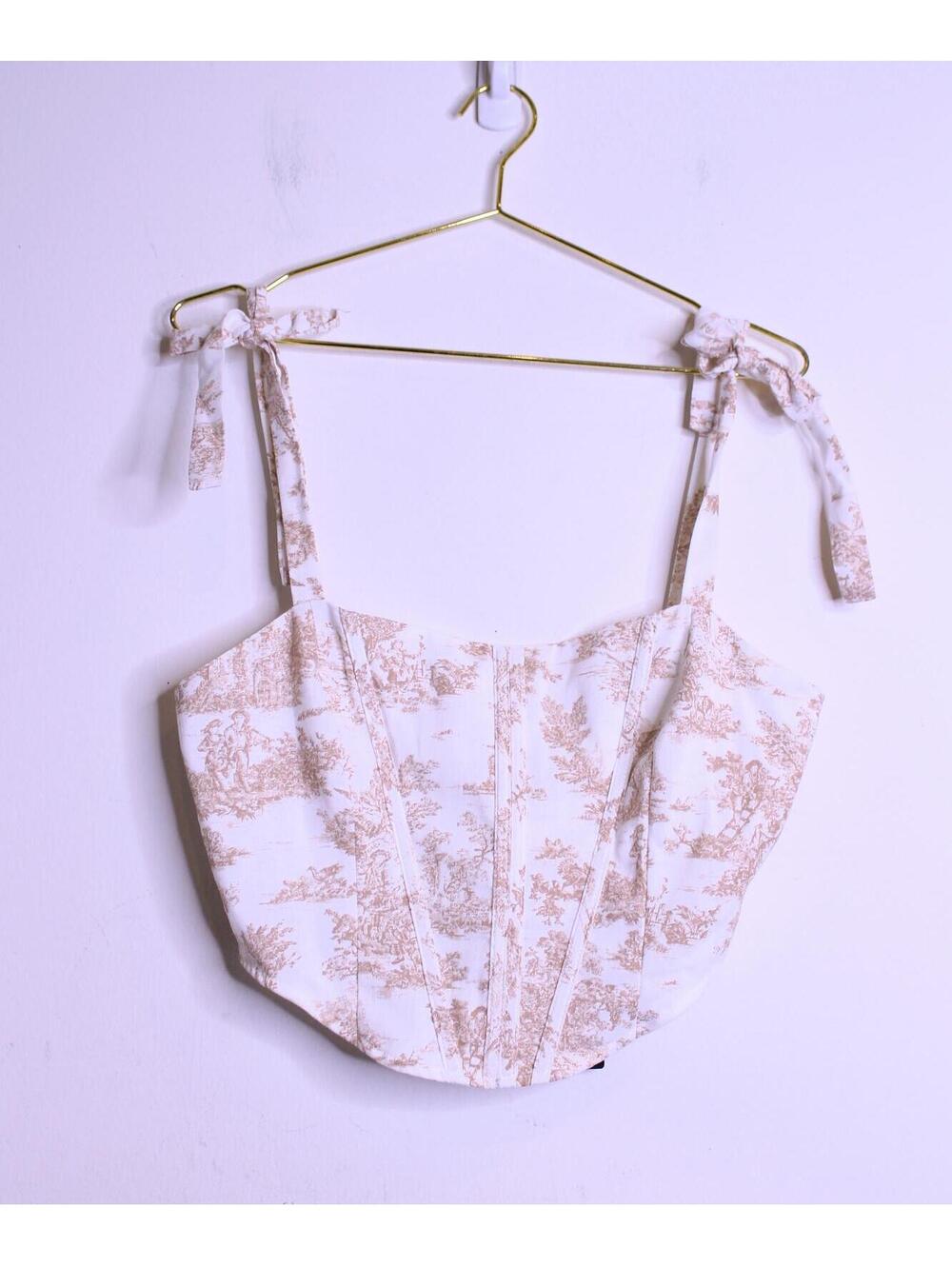 NWT FN Cream Tan Toille Coquette Corset Top - Medium